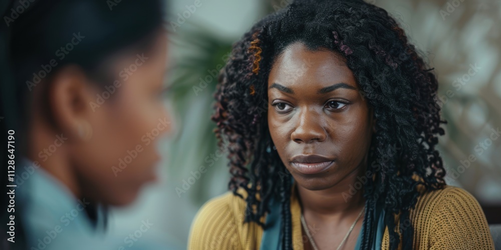 Counseling and emotional support as a therapist discusses mental health and empathy with a client during a grief therapy session Counseling and emotional support as a therapist discusses mental health and empathy with a client during a grief therapy session