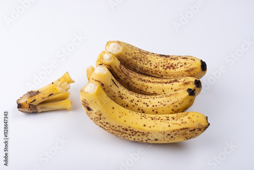 Fototapeta Naklejka Na Ścianę i Meble -  A banana fruit with black spots on the rind