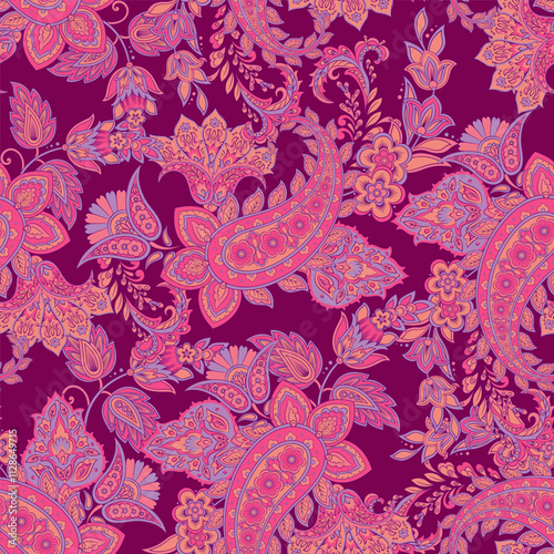 Vintage floral background. Damask paisley seamless vector pattern