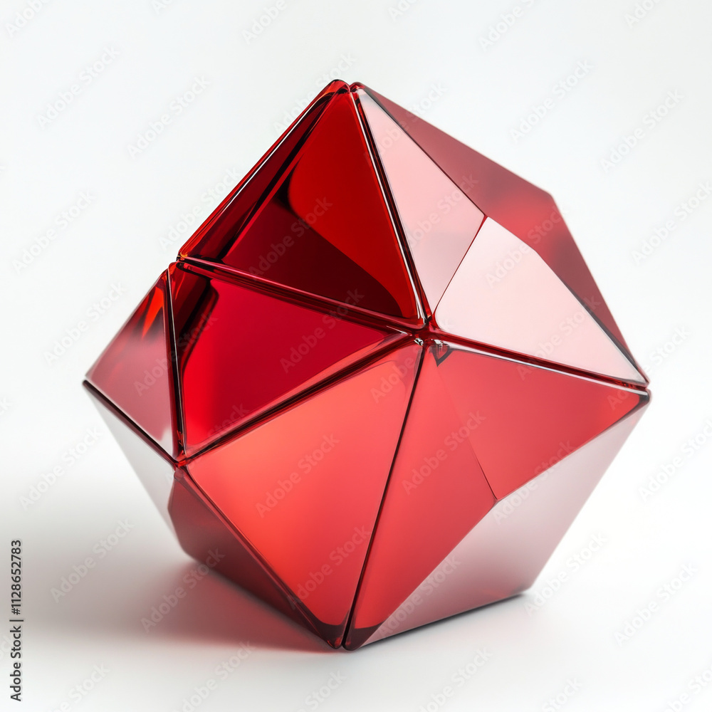 a red 3D geometric figure isolated on white a red 3D geometric figure isolated on white