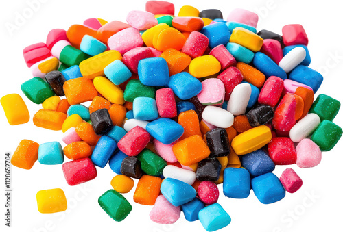 Vibrant assortment of colorful candies piled high