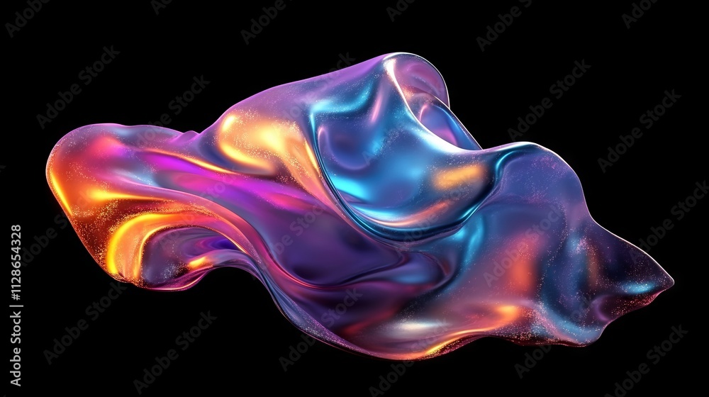 Abstract holographic liquid with dark background Abstract holographic liquid with dark background