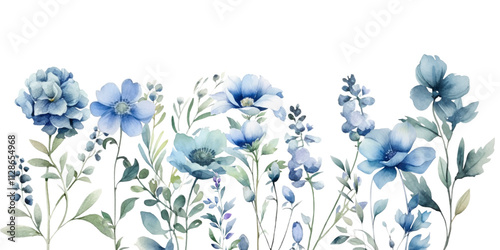 watercolor flowers background for design. Floral border frame card template.