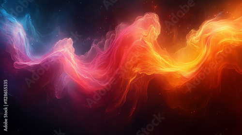 celestial waves of pink and orange light undulate through the cosmos in a mesmerizing dance of colors