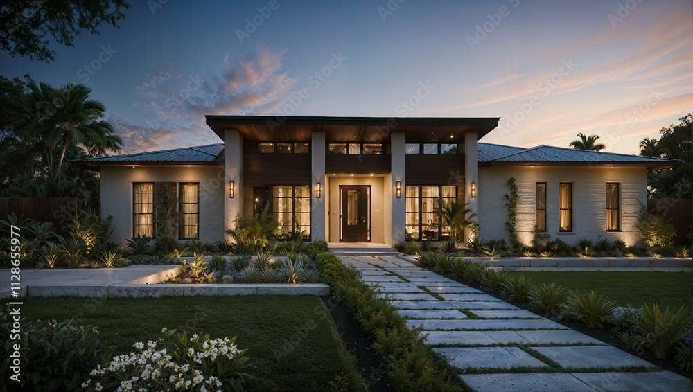 Fototapeta premium Elegant Evening Ambiance at a Modern Home