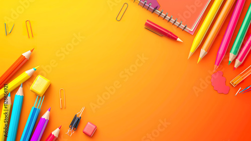 Back to School Education Banner Background with Books and Supplies