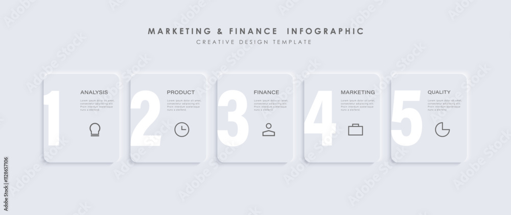 Business infographic template. Timeline with 5 steps or options. Minimalistic white design with linear icons Business infographic template. Timeline with 5 steps or options. Minimalistic white design with linear icons