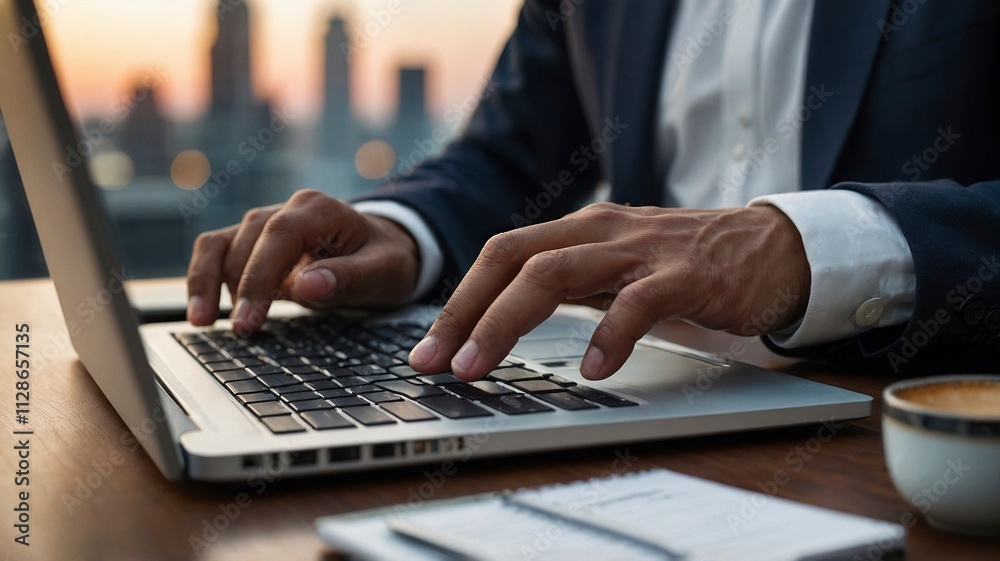 Fototapeta premium businessman typing on a laptop