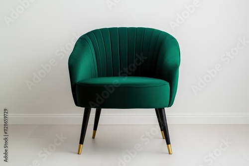 Stylish green upholstered chair with a sleek design and modern legs