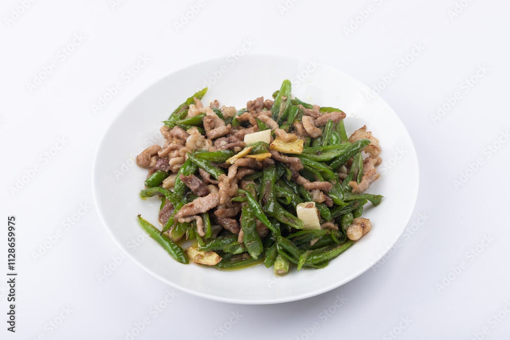 Home cooked shredded pork with green pepper Home cooked shredded pork with green pepper