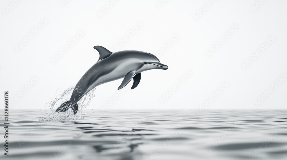 Fototapeta premium A playful dolphin leaping out of the ocean