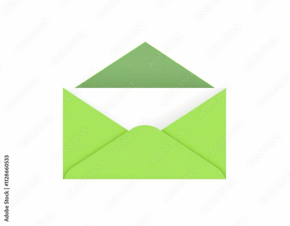 Open Green Envelope with Empty Space Inside on White Background Open Green Envelope with Empty Space Inside on White Background