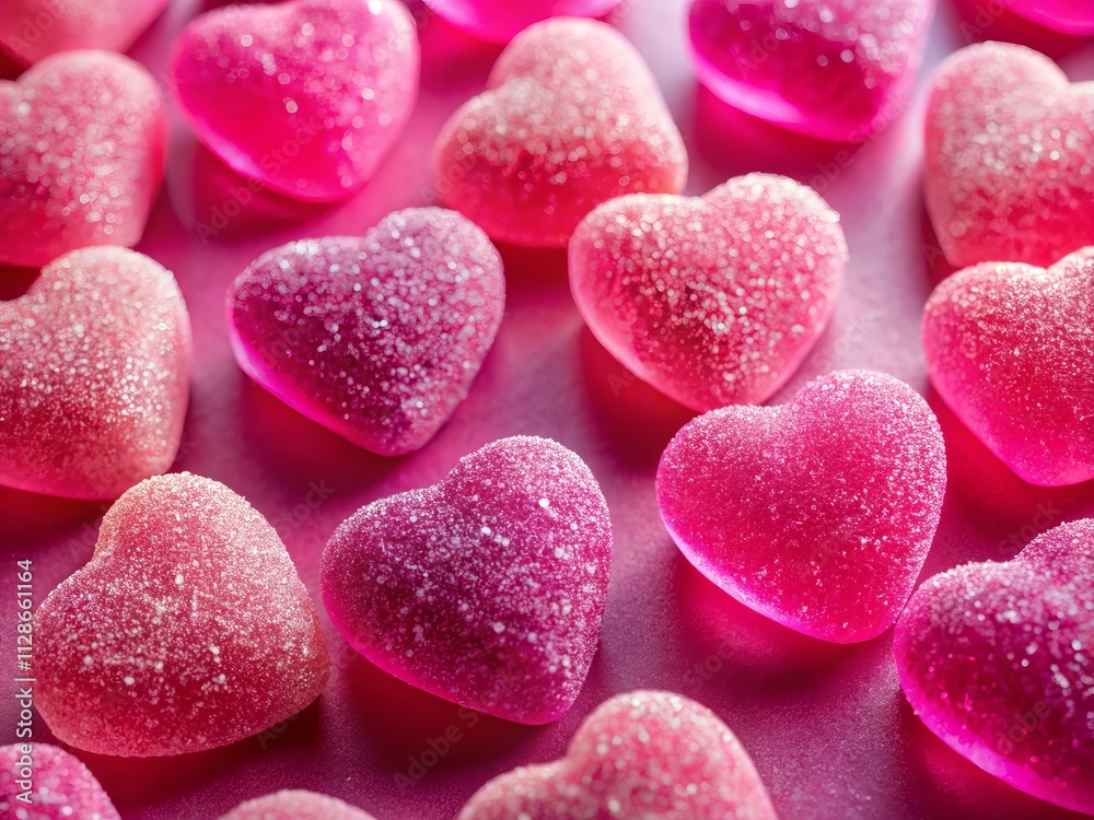 Pink Heart Jelly Candy, Top View, Sweet Treats, Gummy Candy, Dessert Photography, Macro Food Photography, Valentine's Day Candy Pink Heart Jelly Candy, Top View, Sweet Treats, Gummy Candy, Dessert Photography, Macro Food Photography, Valentine's Day Candy