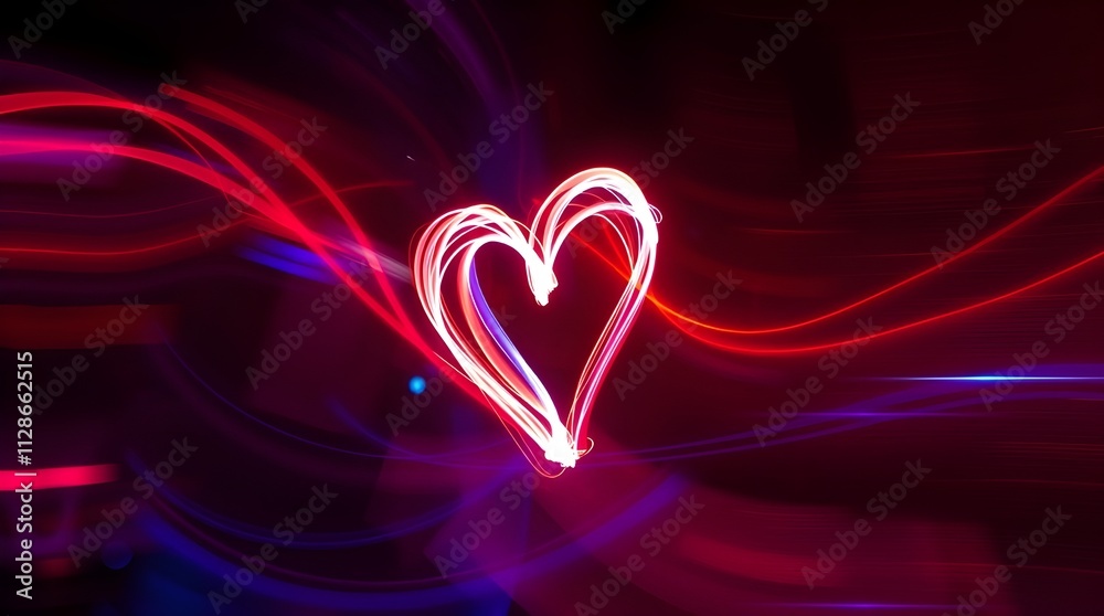 Vibrant bright glowing love heart with colorful neon light strokes, luminous glow valentines day romantic abstract digital connection bonding special valentine romance wallpaper Vibrant bright glowing love heart with colorful neon light strokes, luminous glow valentines day romantic abstract digital connection bonding special valentine romance wallpaper