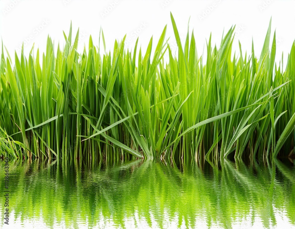 Obraz premium grass background with dew dropping on white background