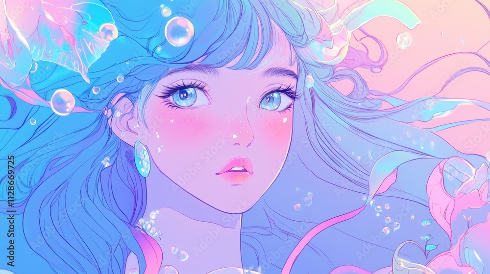 Dreamlike Underwater Girl Pastel Portrait Art A Serene Vision of Beauty in Aquatic Realm Dreamlike Underwater Girl Pastel Portrait Art A Serene Vision of Beauty in Aquatic Realm