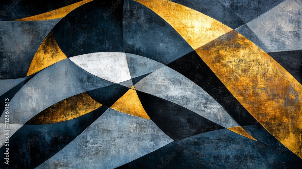Abstract Gold Grey Blue Canvas Geometric Art Abstract Gold Grey Blue Canvas Geometric Art