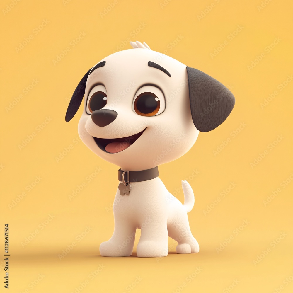 A cheerful cartoon puppy with a wagging tail A cheerful cartoon puppy with a wagging tail