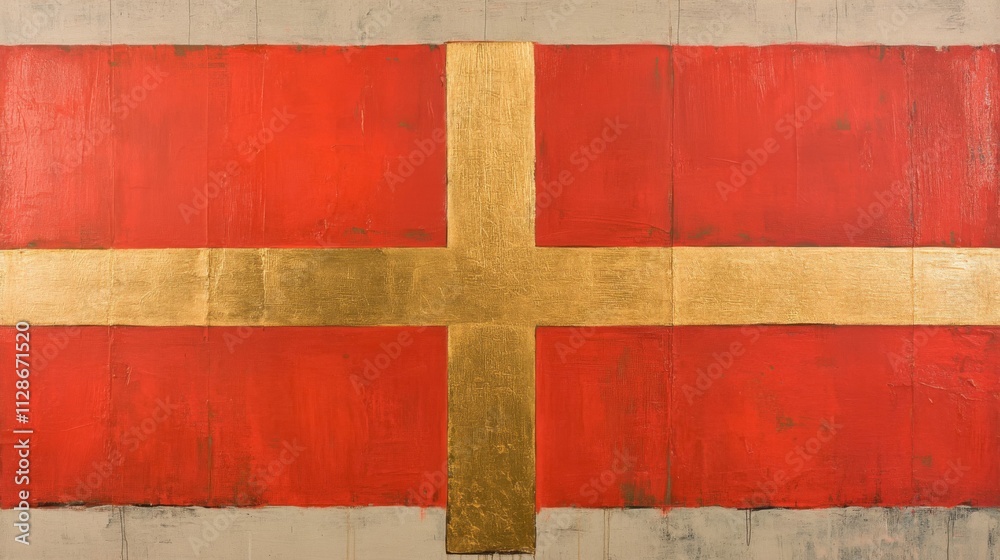 Abstract Red Gold Cross Painting Artwork Abstract Red Gold Cross Painting Artwork