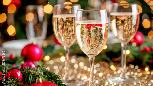 table is elegantly set for celebrating Christmas or New Year.