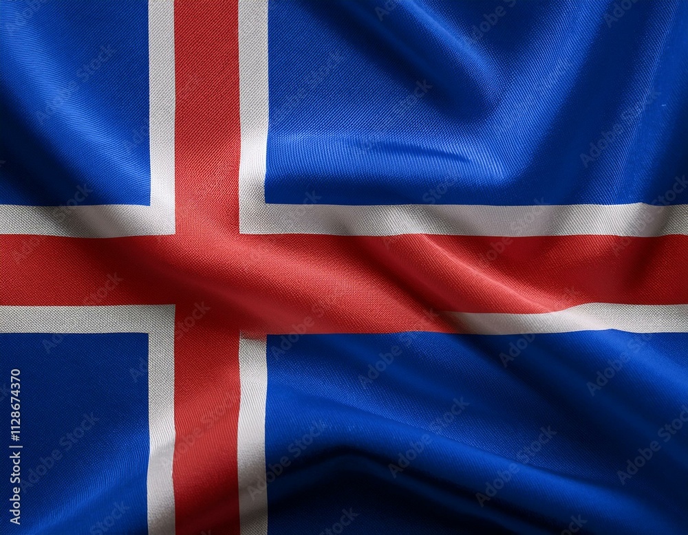 Fototapeta premium Watercolor texture flag of Iceland.