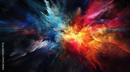 abstract background,Galactic Abstract Explosion, A Radiant Outburst of Colorful Energy