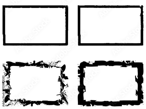 Black frames on a white background in grunge style