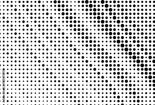 Abstract halftone wave dotted background. Halftone grunge pattern with square. Vector halftone modern pop art twisted texture for poster, cover, business card, postcard, art label layout, sticker.