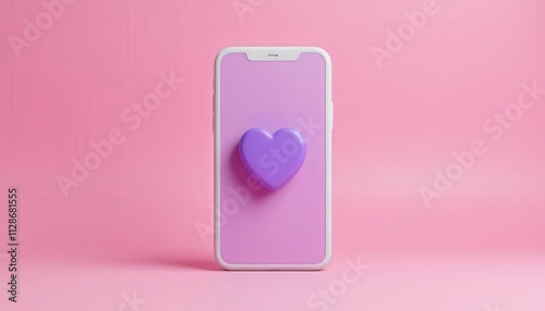 Purple Heart on Pink Smartphone 