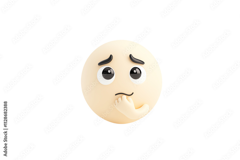 A worried, cartoonish emoji with large eyes and a hand on its chin, expressing concern and contemplation. A worried, cartoonish emoji with large eyes and a hand on its chin, expressing concern and contemplation.