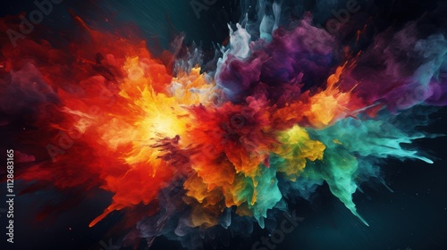 Spectral Abstract Explosion, A Canvas of Unleashed Color Dynamics