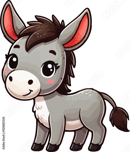 Cute donkey vector on white background