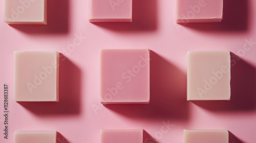 Pink Soap Bars Arranged on Pastel Pink Background - Minimalist Product Shot