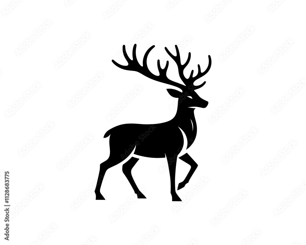 Obraz premium Silhouette Reindeer Logo Vector