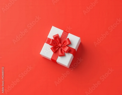 Red Bow on White Gift Box 