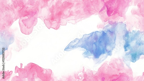 Pastel Watercolor Wash Background - Pink and Blue Abstract