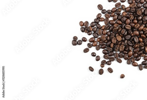 Roasted Coffee Beans on White Background 