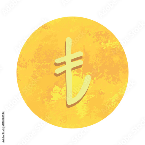 Hand drawn turkish lira Gold currency symbol Brush stroke doodle Single element for design