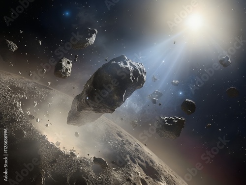 Rocky asteroids drifting in a cosmic asteroid belt