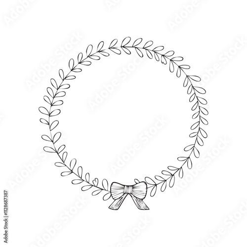 Christmas Wreath Sketch Celebration Decoration Winter Event Festival of X-Mas