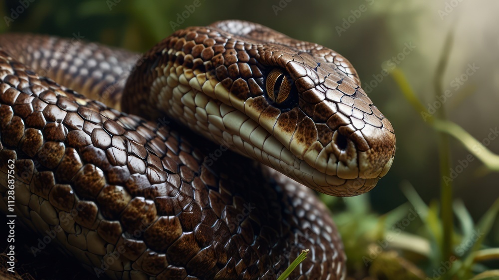 Coiled Brown Snake Close Up Detail Coiled Brown Snake Close Up Detail