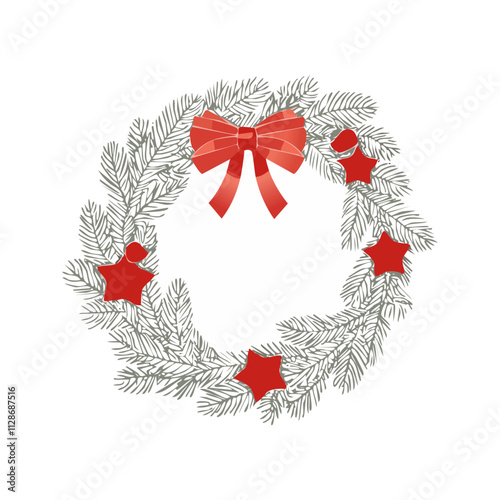 Christmas Wreath Sketch Celebration Decoration Winter Event Festival of X-Mas