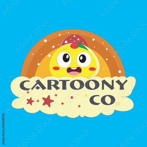 This is a beautiful happy sun cartoony co vector icon,