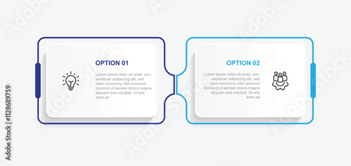 Infographic template vector, 2 step table timeline presentation, workflow or business information 