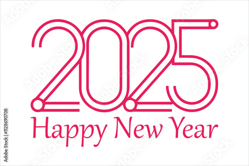 Happy New Year 2025 horizontal banner or header for website, greeting card or poster. 2025 logo text design