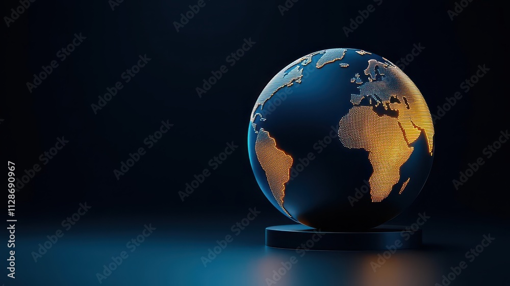 Global trade routes glowing across a 3D globe, showcasing economic windfall from international growth, innovative commerce concept Global trade routes glowing across a 3D globe, showcasing economic windfall from international growth, innovative commerce concept