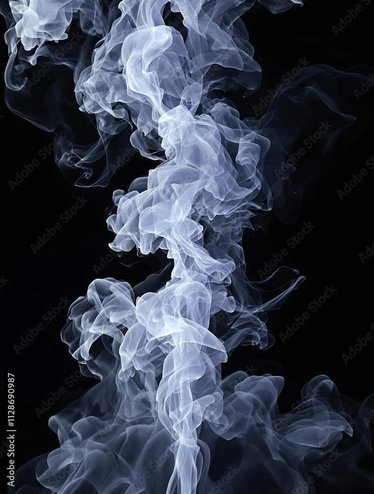 Fototapeta premium Abstract patterns of white smoke on black backdrop, swirling, mysterious, billowing, airy, magic