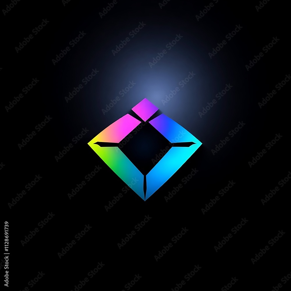 Abstract Diamond: A vibrant, iridescent diamond shape radiates a captivating glow against a dark backdrop, evoking a sense of mystery and intrigue. Abstract Diamond: A vibrant, iridescent diamond shape radiates a captivating glow against a dark backdrop, evoking a sense of mystery and intrigue.