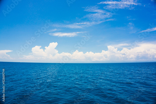 Wallpaper Mural Deep blue sea ocean sunny sky with cloud nature landscape Torontodigital.ca