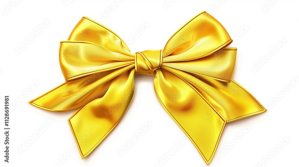 Decorative golden bow with horizontal gold ribbon isolated on white background. Christmas yellow bow. Vector illustration Decorative golden bow with horizontal gold ribbon isolated on white background. Christmas yellow bow. Vector illustration